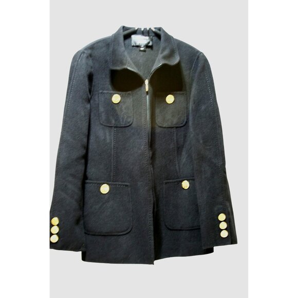 St John Black Wool Angora Cardigan Sweater Zip Jacket Womens 8 Classic Heritage - Picture 1 of 8